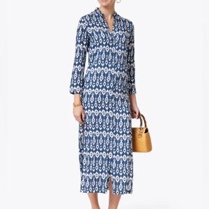 NWOT Walker & Wade Dress Indigo Ikat Print Duster Dress Blue XL